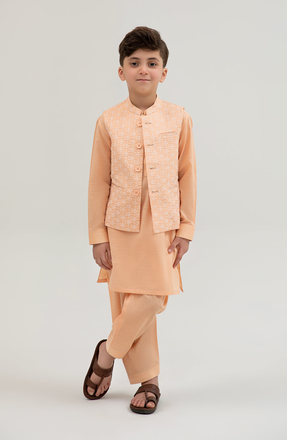 Boys Embroidered Waistcoat 3 Piece Suit