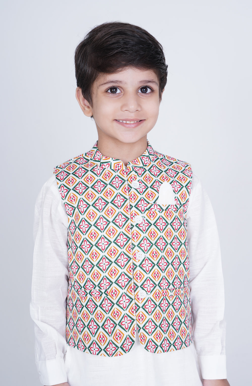 Boys Printed Waistcoat 3 Piece Suit