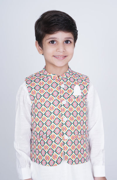 Boys Printed Waistcoat 3 Piece Suit