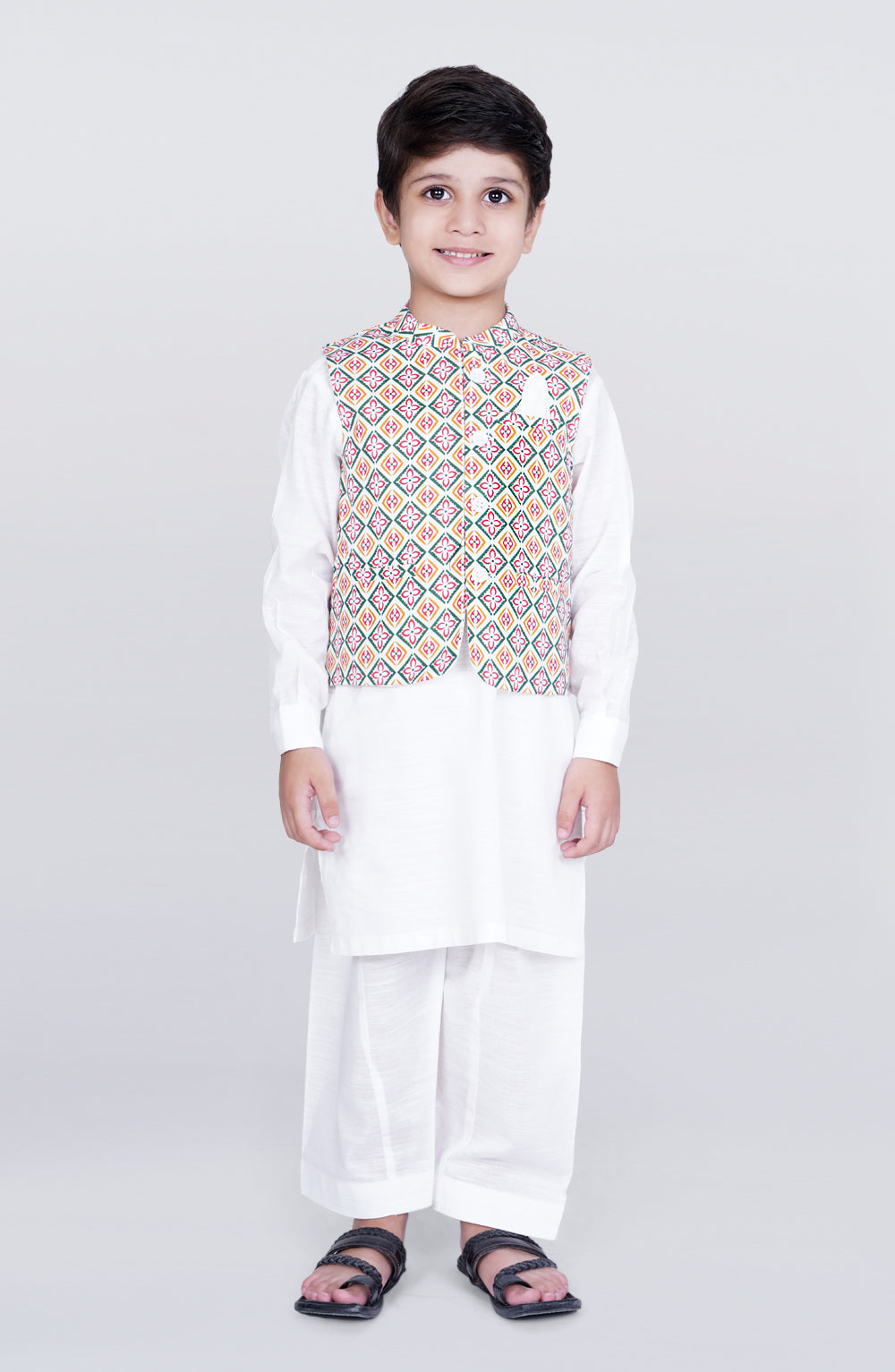 Boys Printed Waistcoat 3 Piece Suit