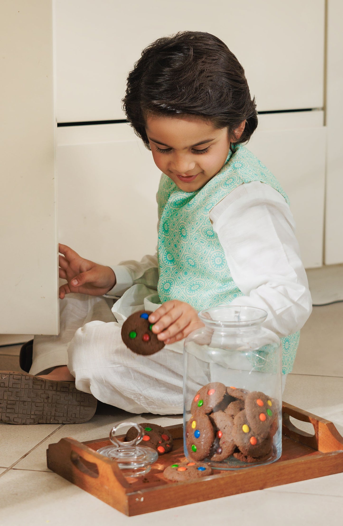 Boys Printed Waistcoat 3 Piece Suit