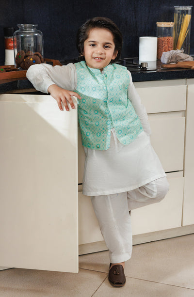 Boys Printed Waistcoat 3piece Suit - SIS713125 - Shop Now at Leisure Club