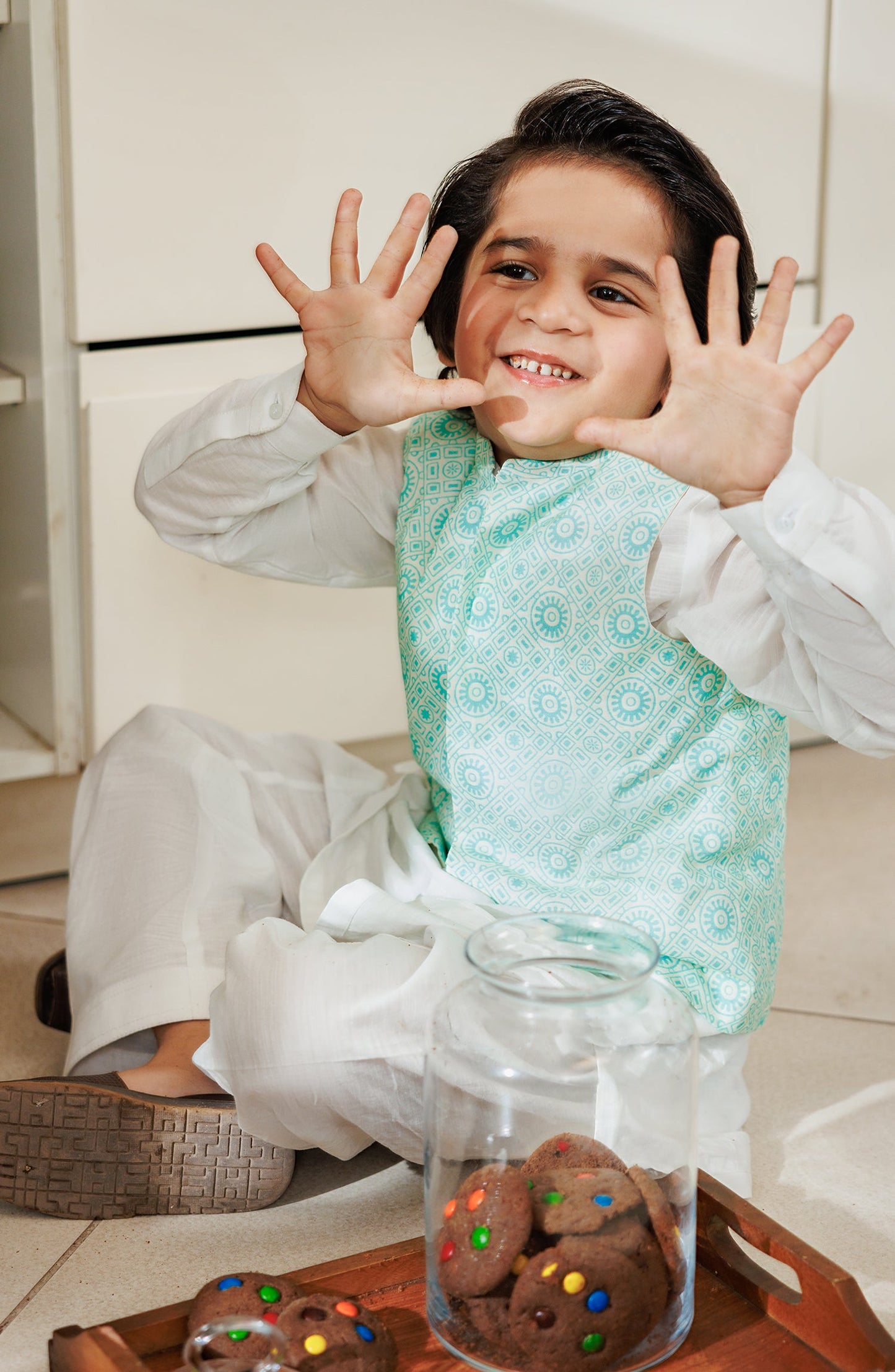 Boys Printed Waistcoat 3 Piece Suit