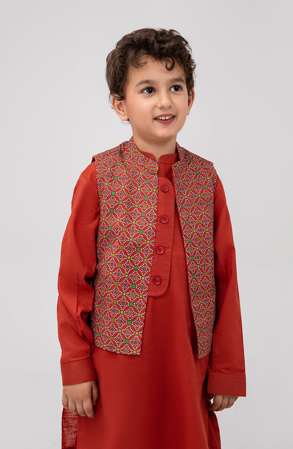 Boys Printed Waistcoat 3 Piece Suit