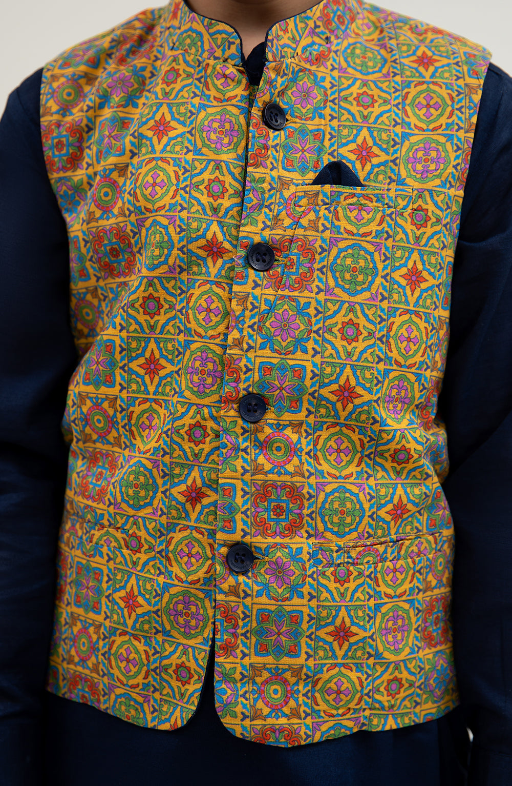 Boys Printed Waistcoat 3 Piece Suit