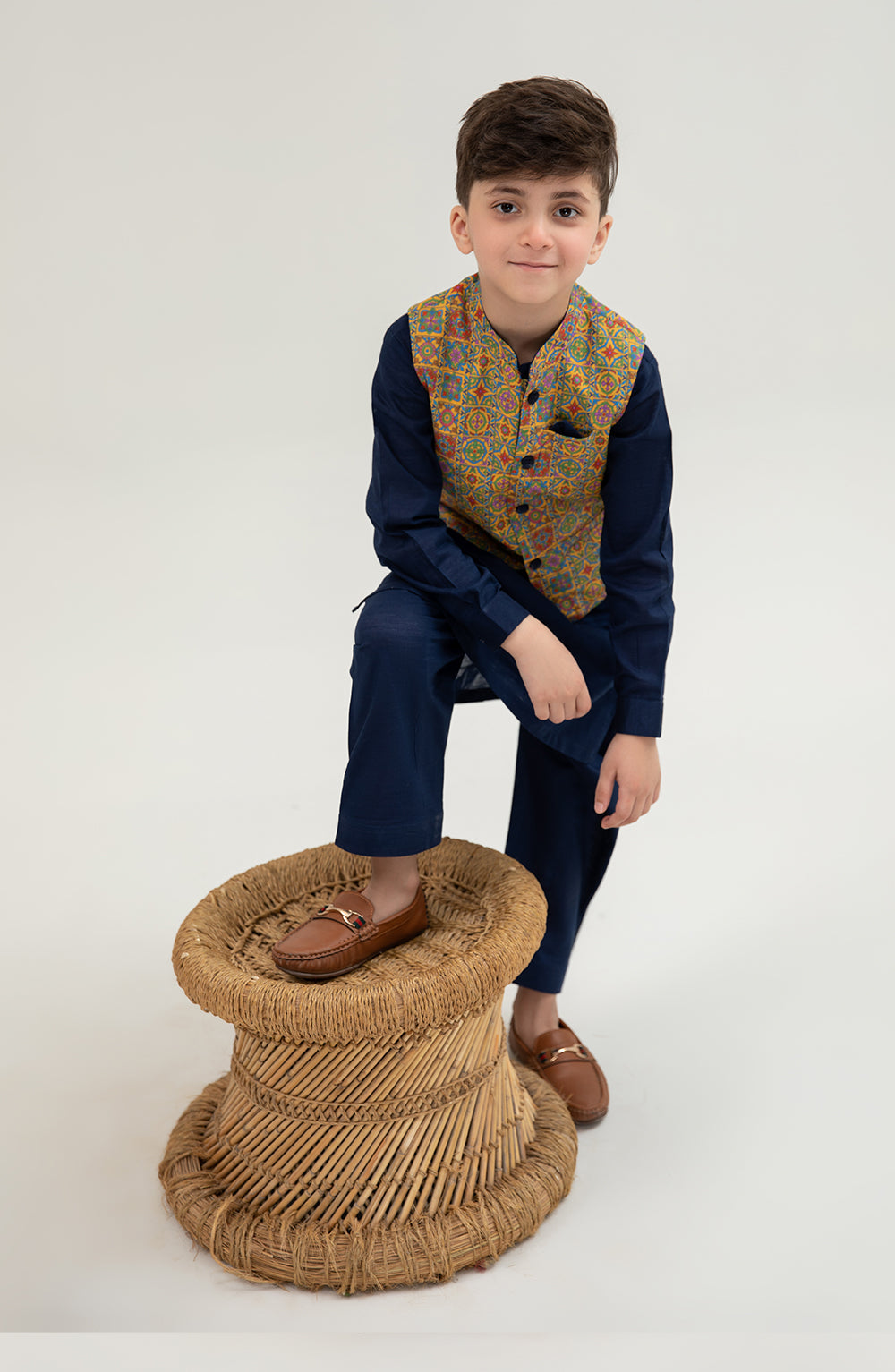 Boys Printed Waistcoat 3 Piece Suit