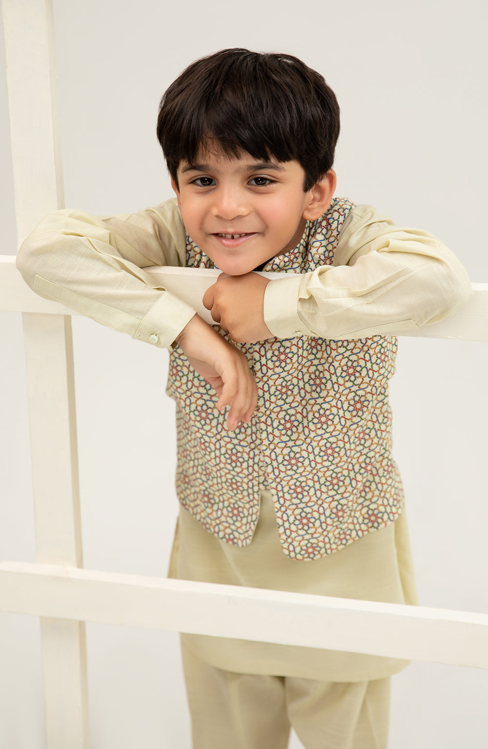 Boys Printed Waistcoat 3 Piece Suit