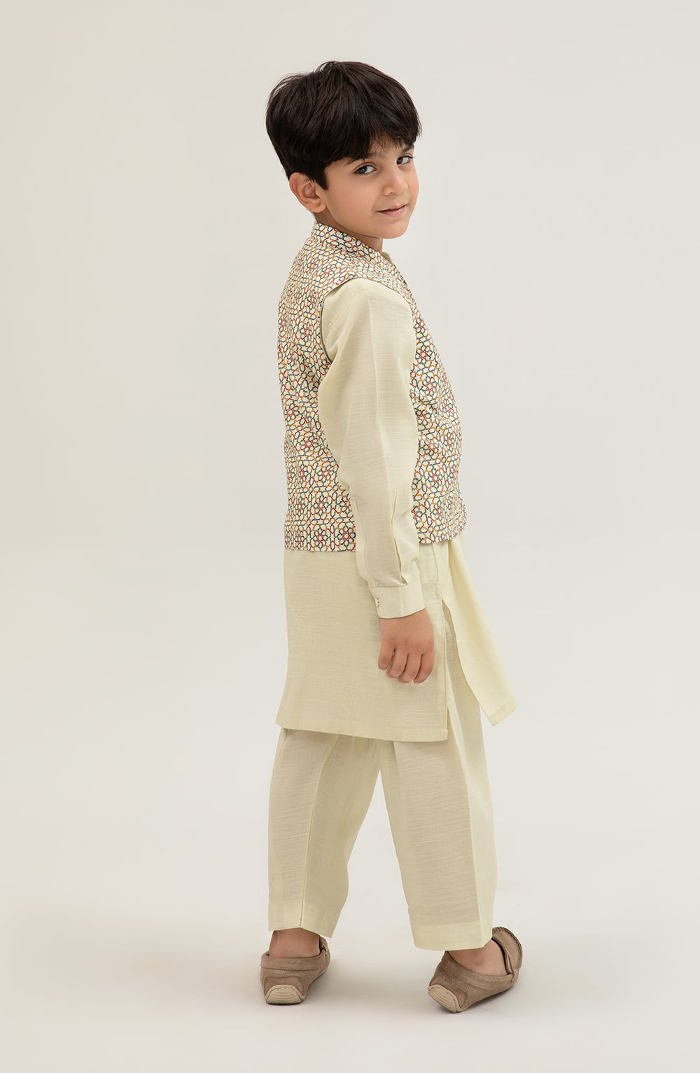 Boys Printed Waistcoat 3 Piece Suit