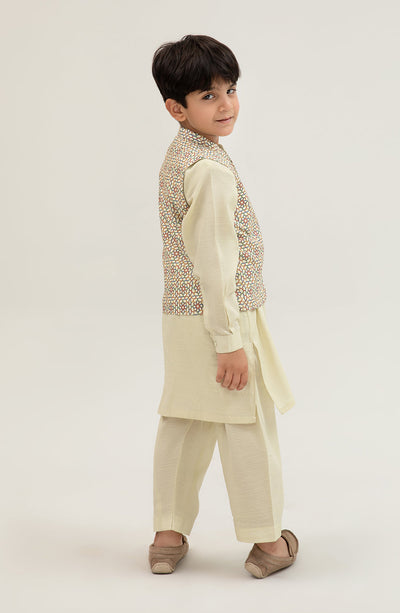 Boys Printed Waistcoat 3 Piece Suit