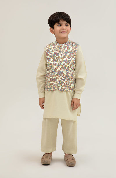 Boys Printed Waistcoat 3 Piece Suit