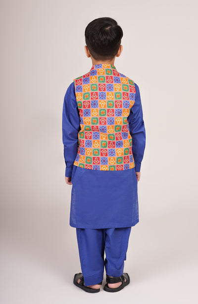 Boys Printed Waistcoat 3 Piece Suit