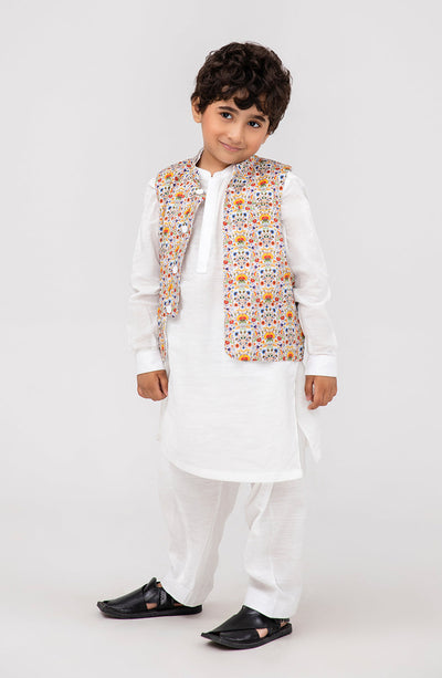 Boys Printed Waistcoat 3 Piece Suit