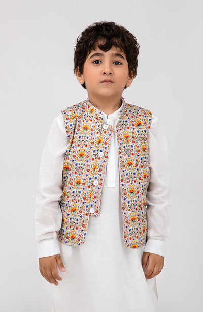 Boys Printed Waistcoat 3 Piece Suit