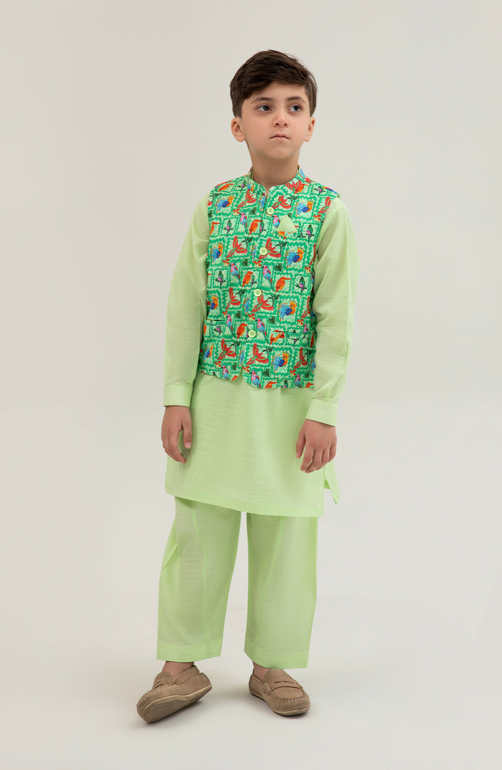 Boys Printed Waistcoat 3 Piece Suit