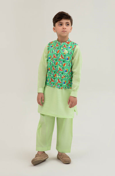 Boys Printed Waistcoat 3 Piece Suit