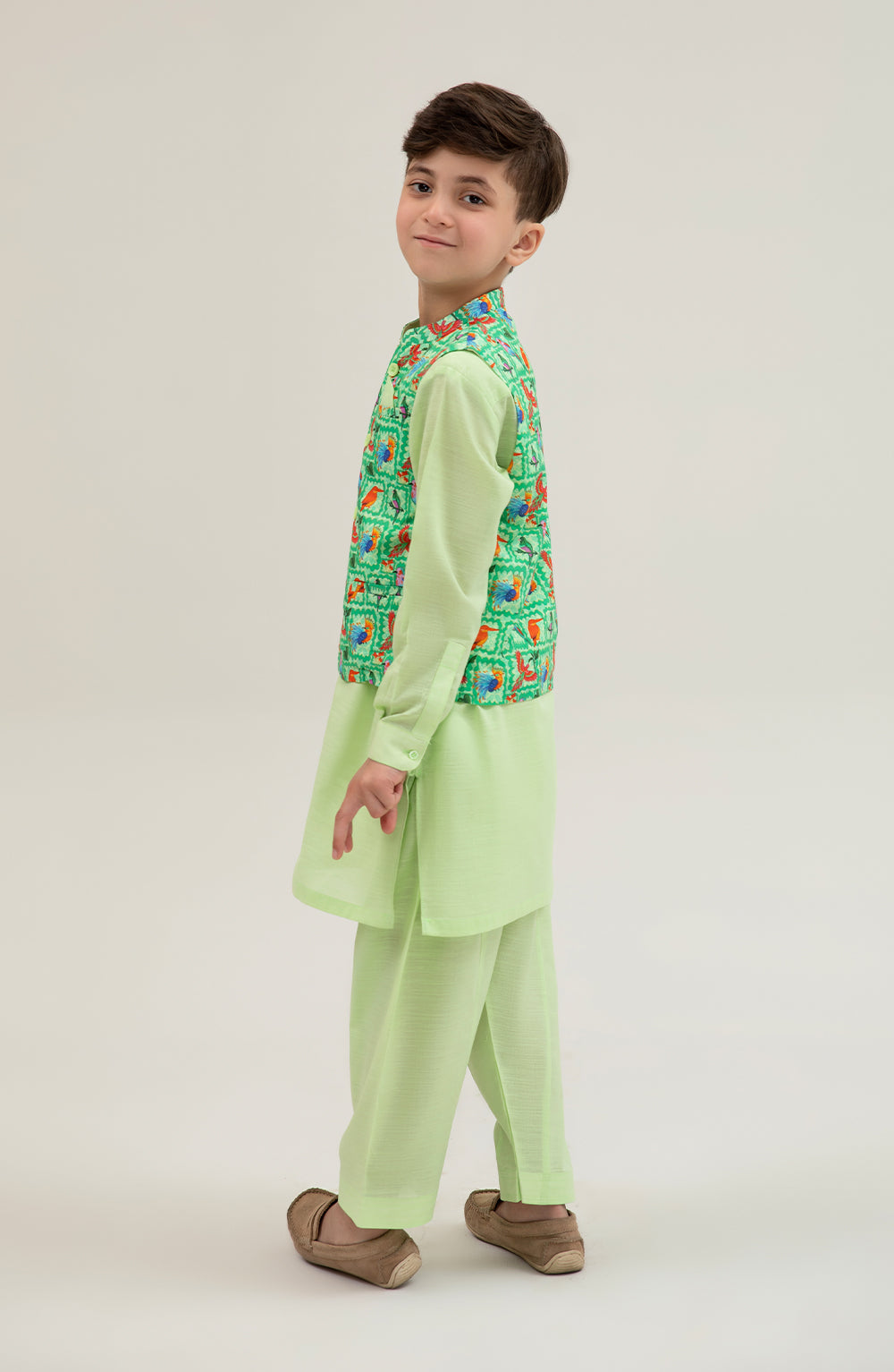 Boys Printed Waistcoat 3 Piece Suit