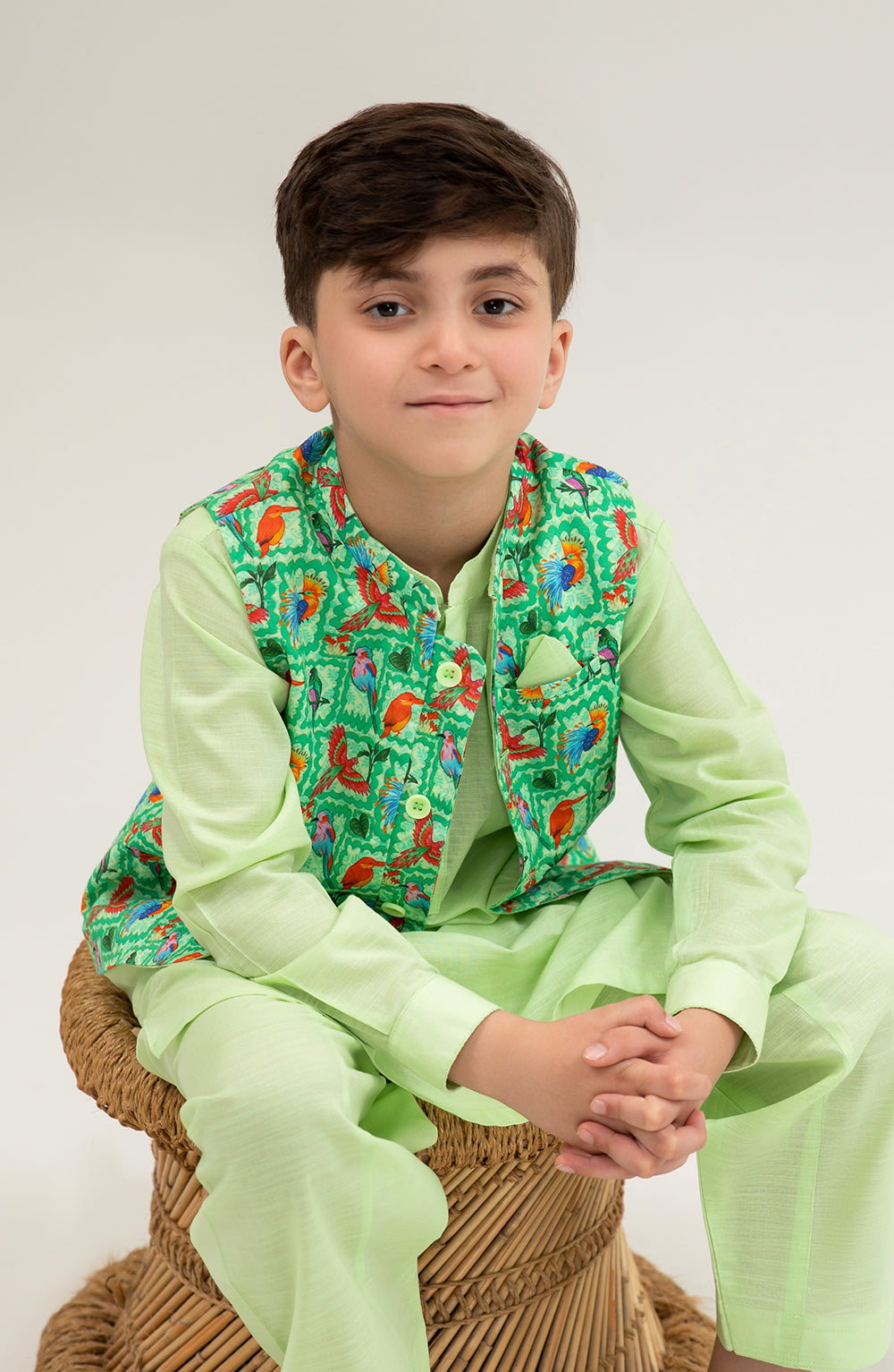 Boys Printed Waistcoat 3 Piece Suit