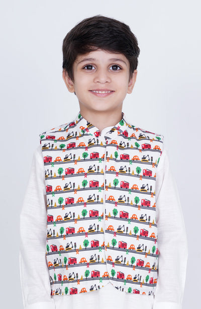 Boys Printed Waistcoat 3 Piece Suit