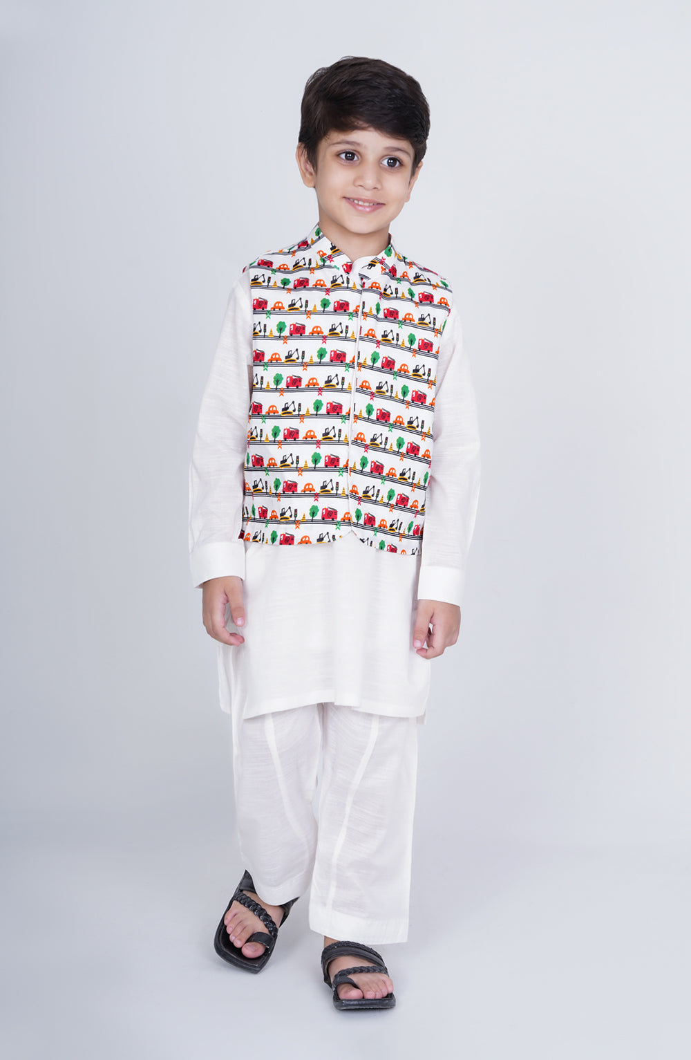 Boys Printed Waistcoat 3 Piece Suit