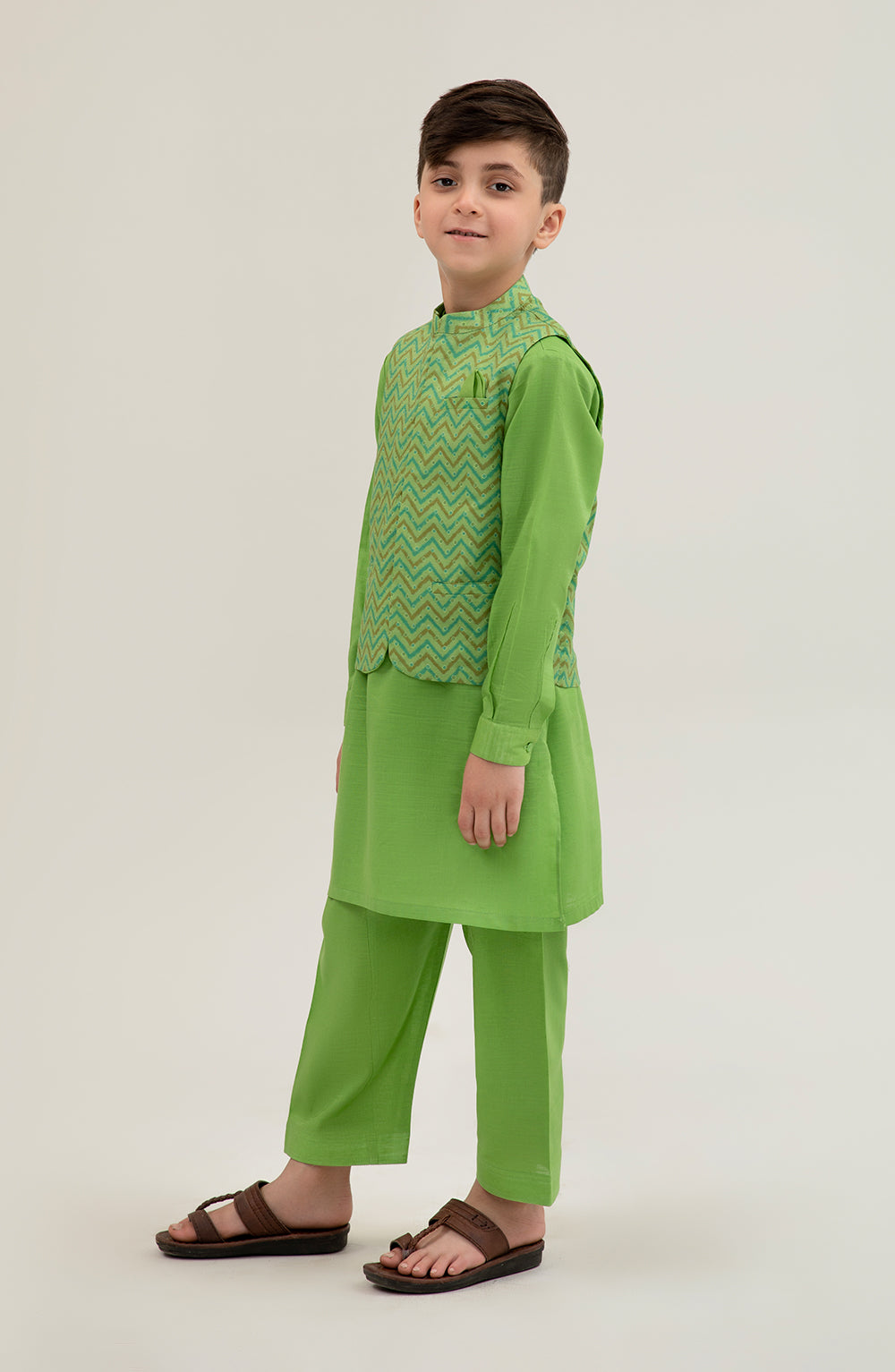 Boys Printed Waistcoat 3 Piece Suit