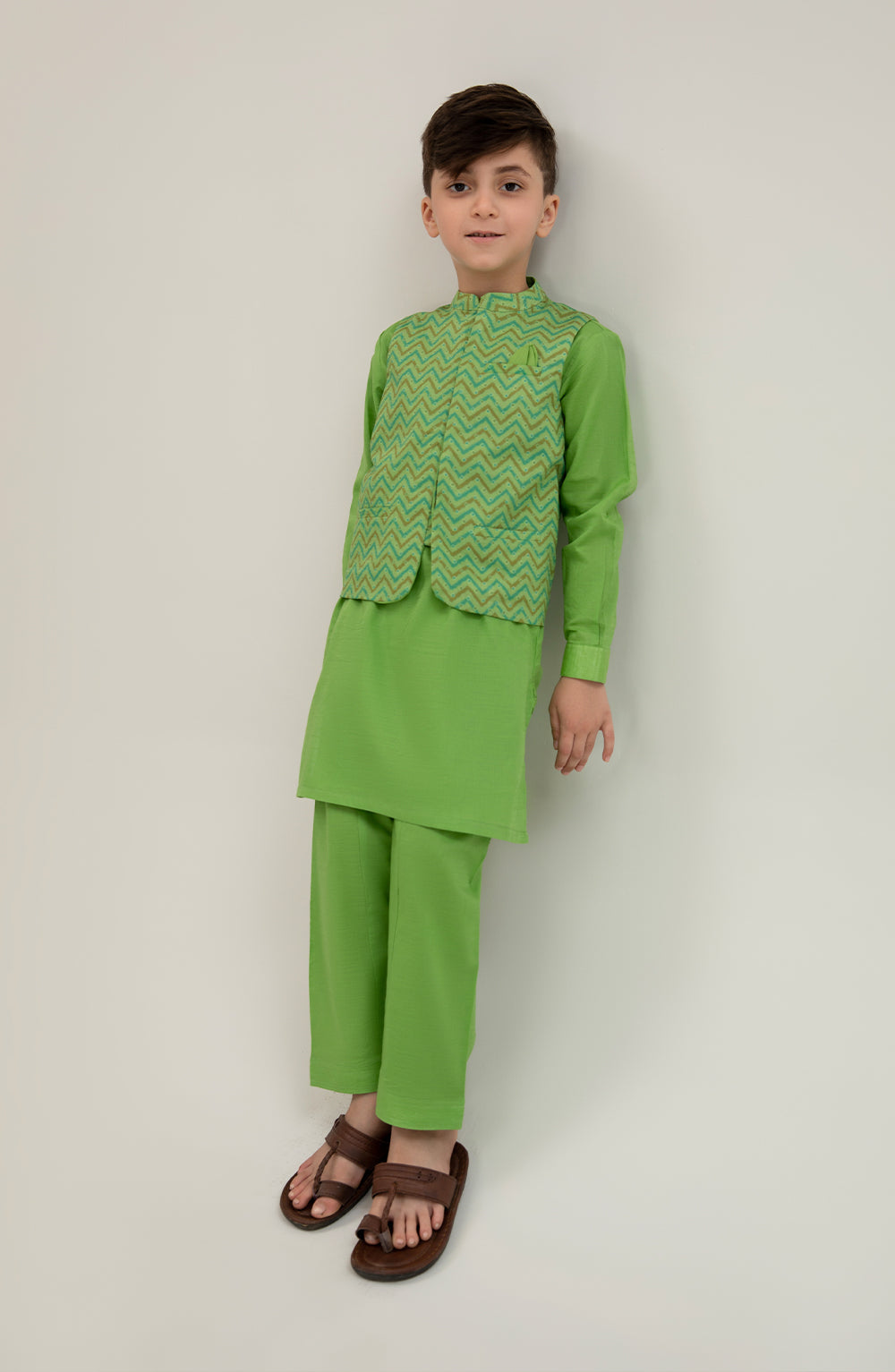 Boys Printed Waistcoat 3 Piece Suit