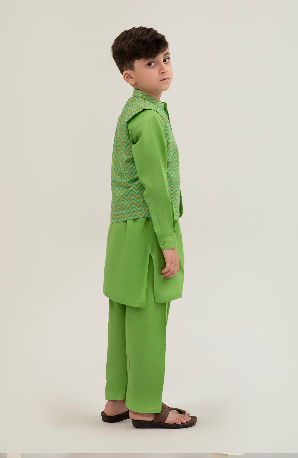 Boys Printed Waistcoat 3 Piece Suit