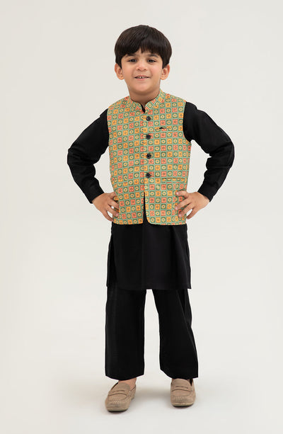 Boys Printed Waistcoat 3 Piece Suit