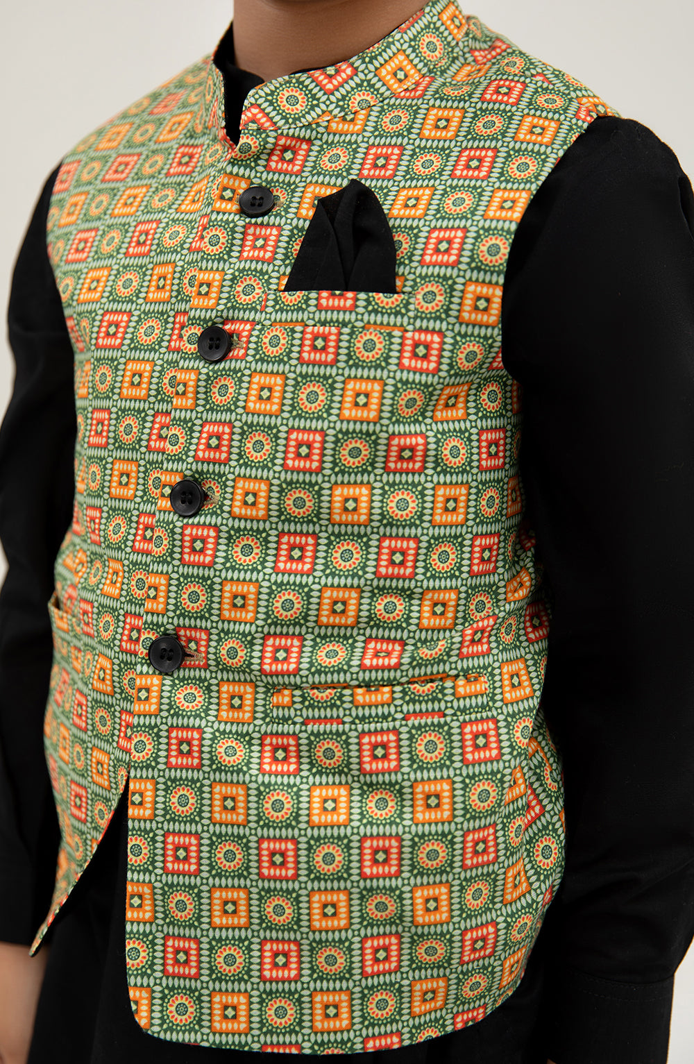 Boys Printed Waistcoat 3 Piece Suit