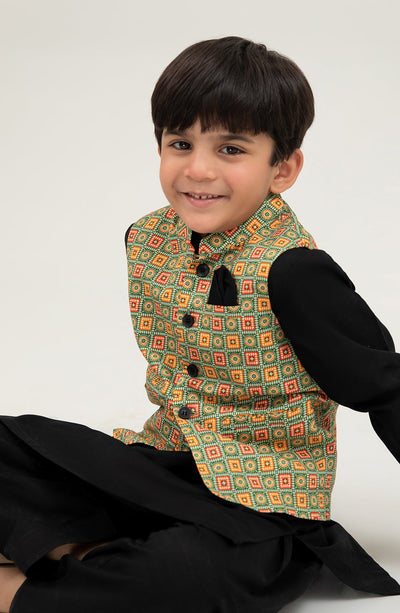 Boys Printed Waistcoat 3 Piece Suit
