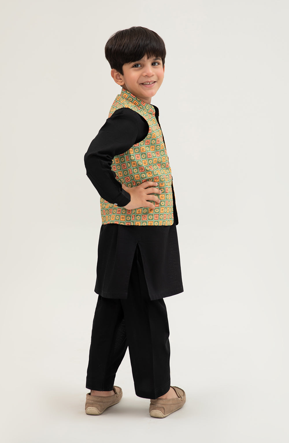 Boys Printed Waistcoat 3 Piece Suit