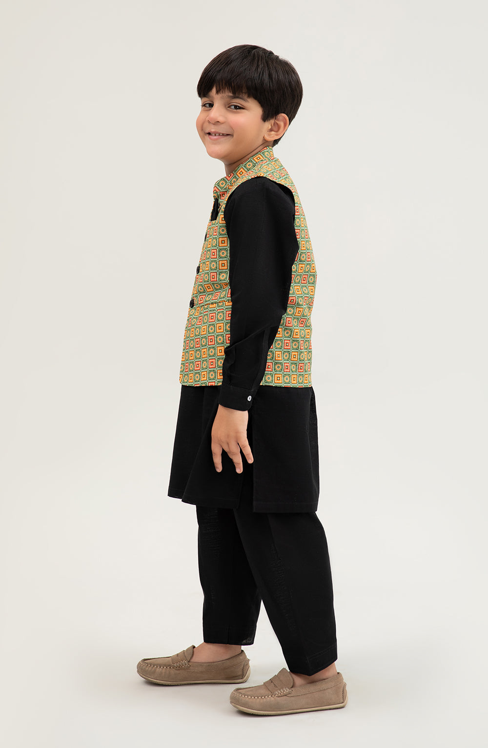 Boys Printed Waistcoat 3 Piece Suit