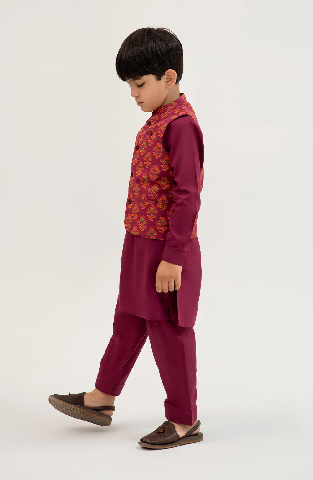 Boys Printed Waistcoat 3 Piece Suit