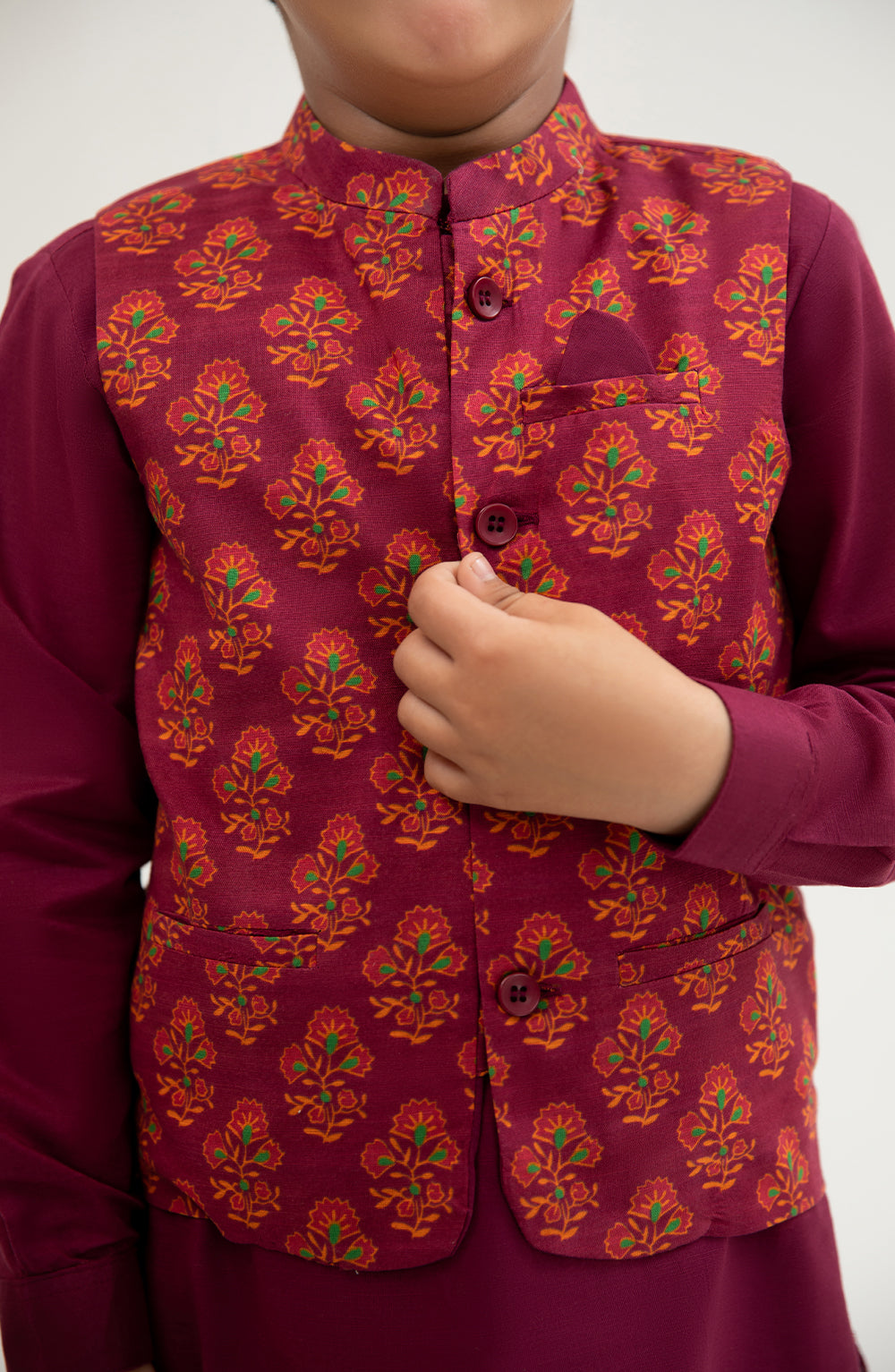 Boys Printed Waistcoat 3 Piece Suit