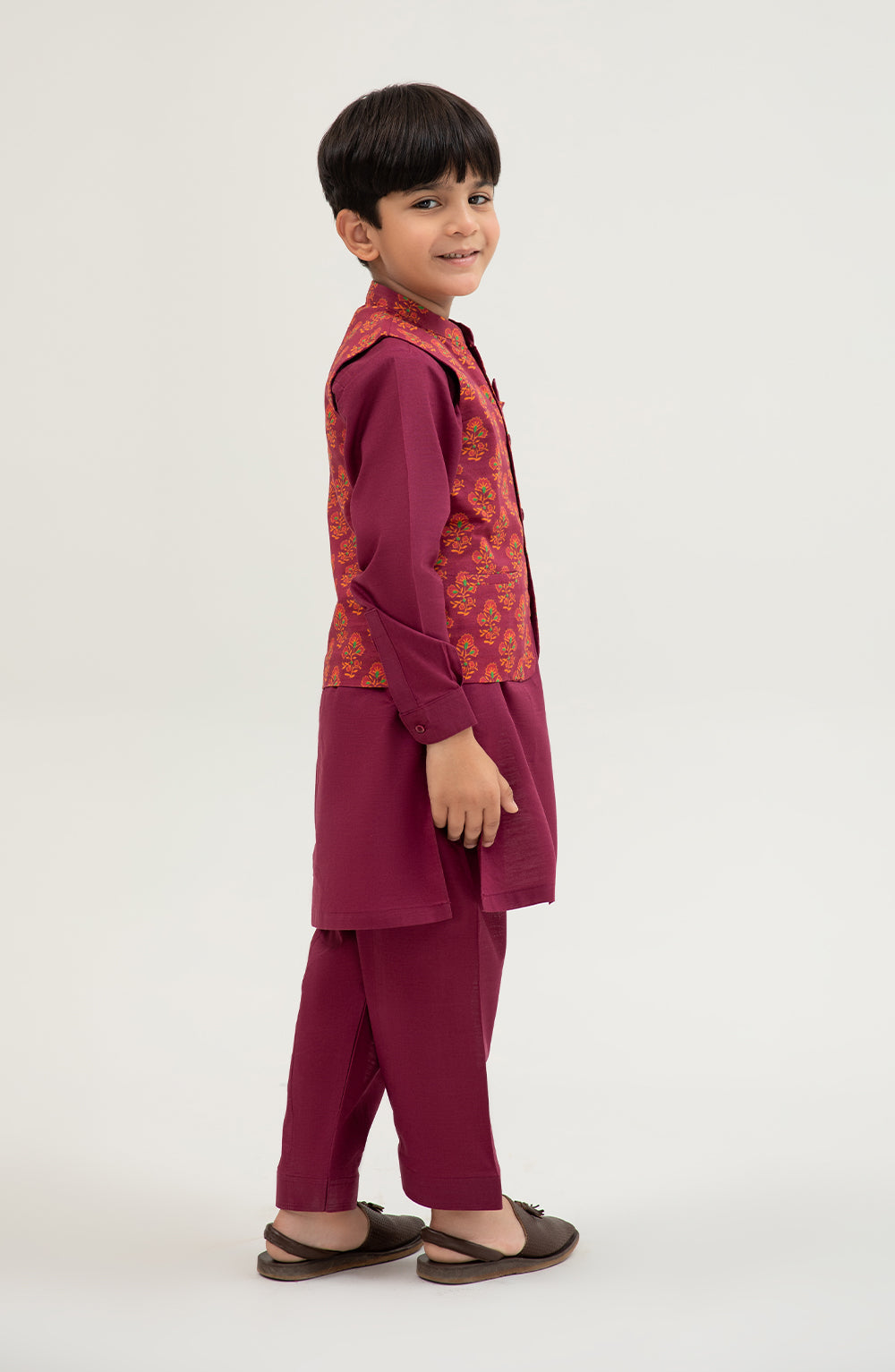 Boys Printed Waistcoat 3 Piece Suit