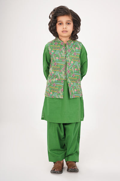 Printed Waistcoat 3 Piece Suit - SIS800225