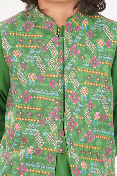 Printed Waistcoat 3 Piece Suit - SIS800225