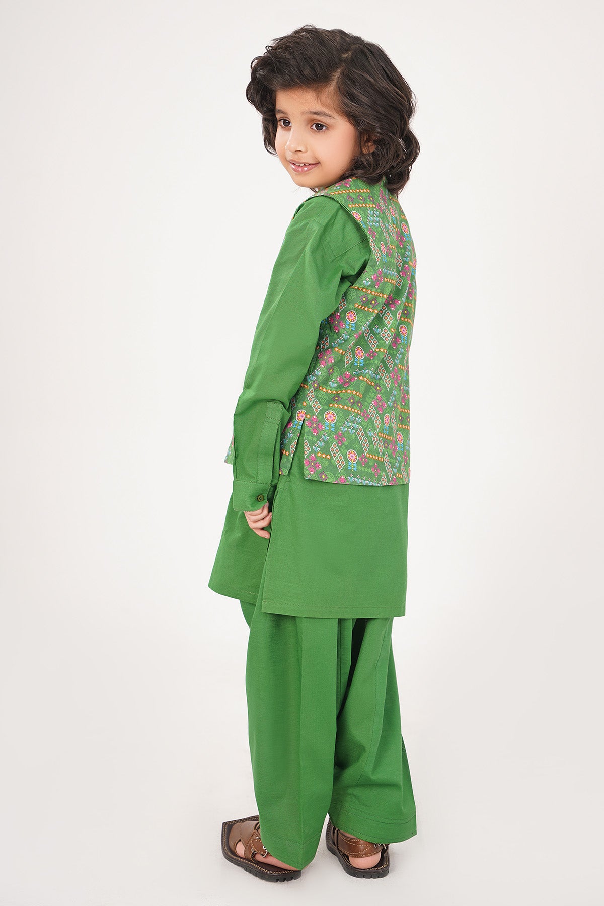 Printed Waistcoat 3 Piece Suit - SIS800225