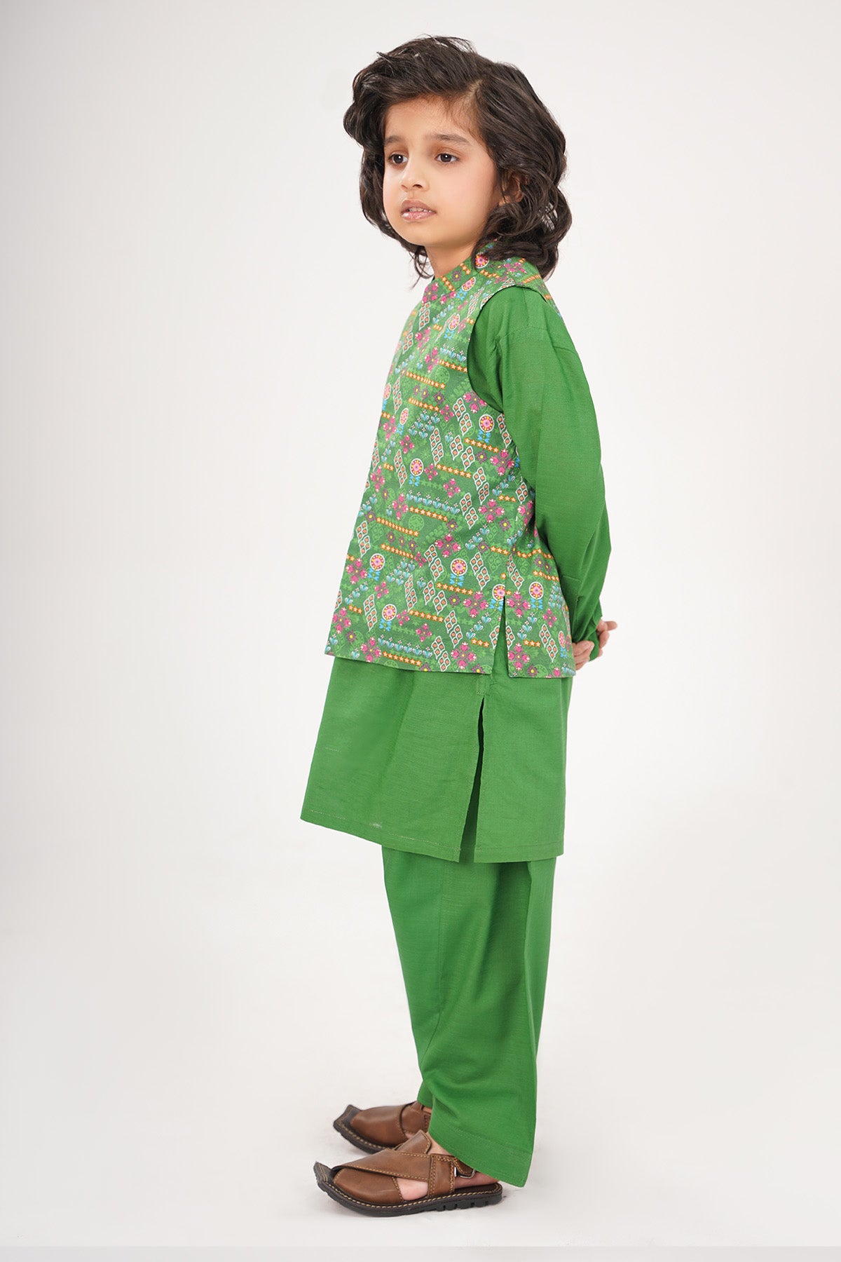 Printed Waistcoat 3 Piece Suit - SIS800225