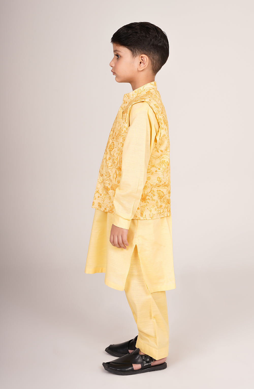 Baby Boys Printed Waistcoat 3 Piece Suit-SIS802225