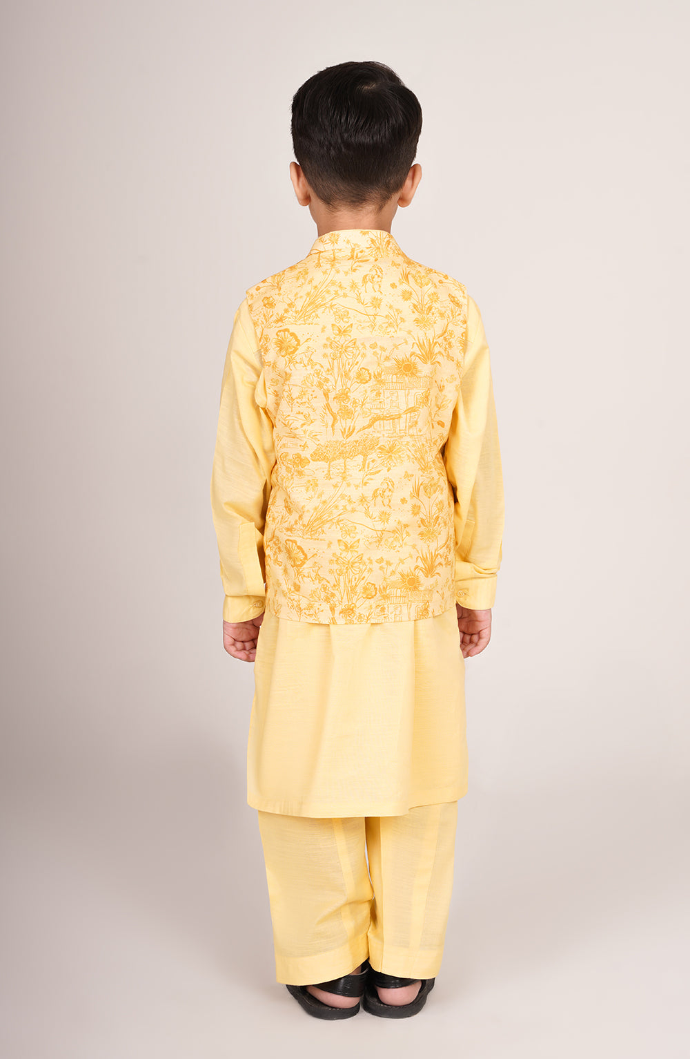 Baby Boys Printed Waistcoat 3 Piece Suit-SIS802225