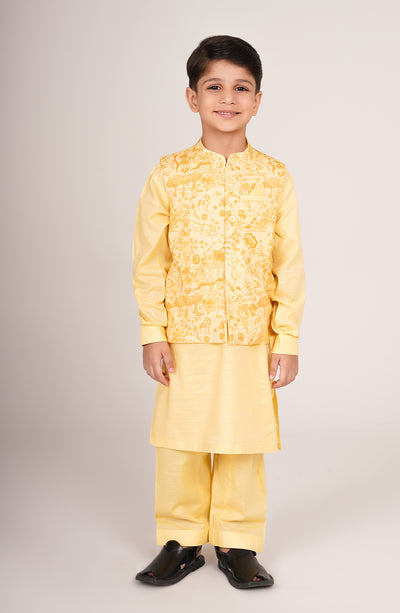 Boys Printed Waistcoat 3 Piece Suit