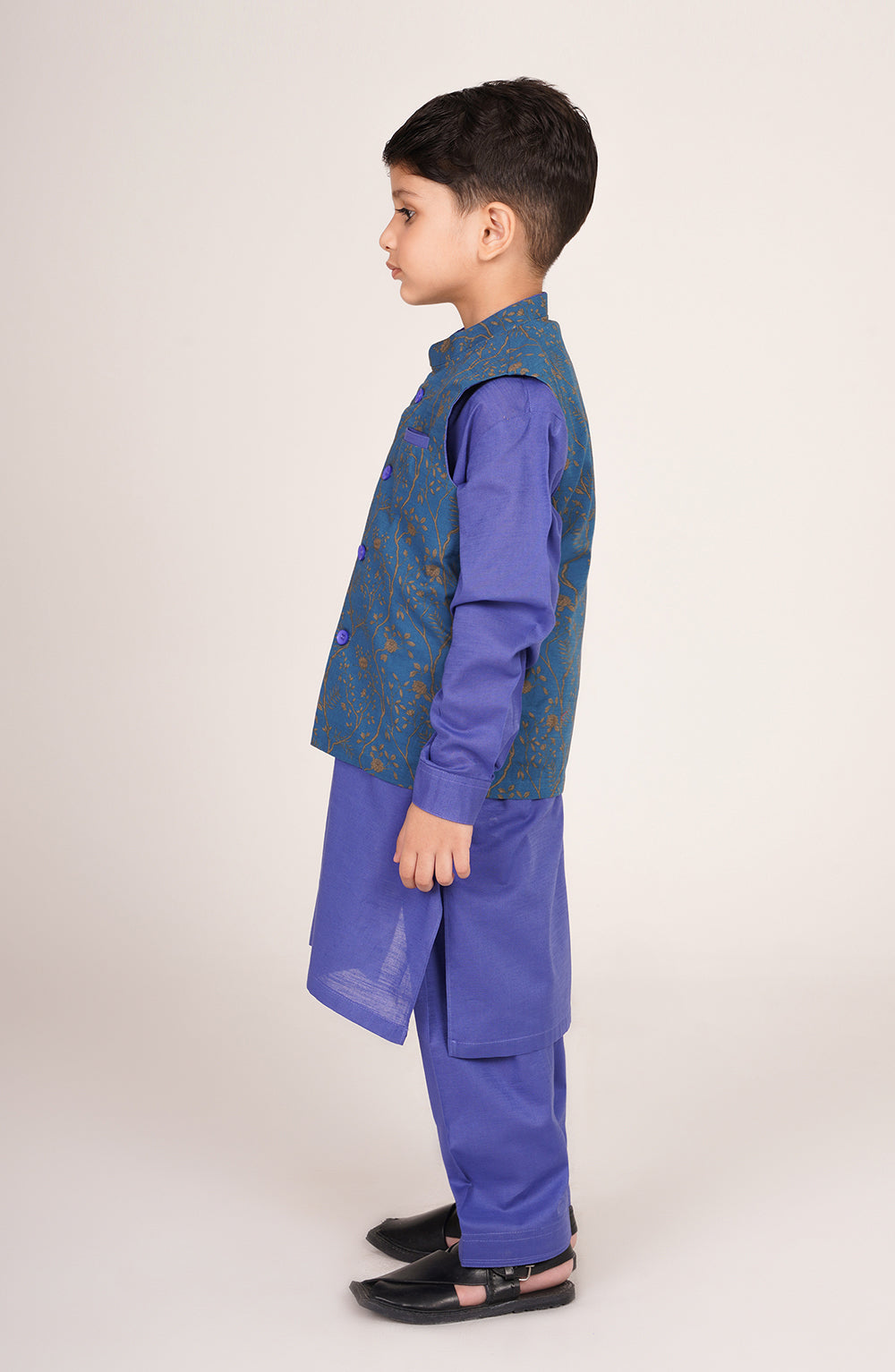 Boys Printed Waistcoat 3 Piece Suit