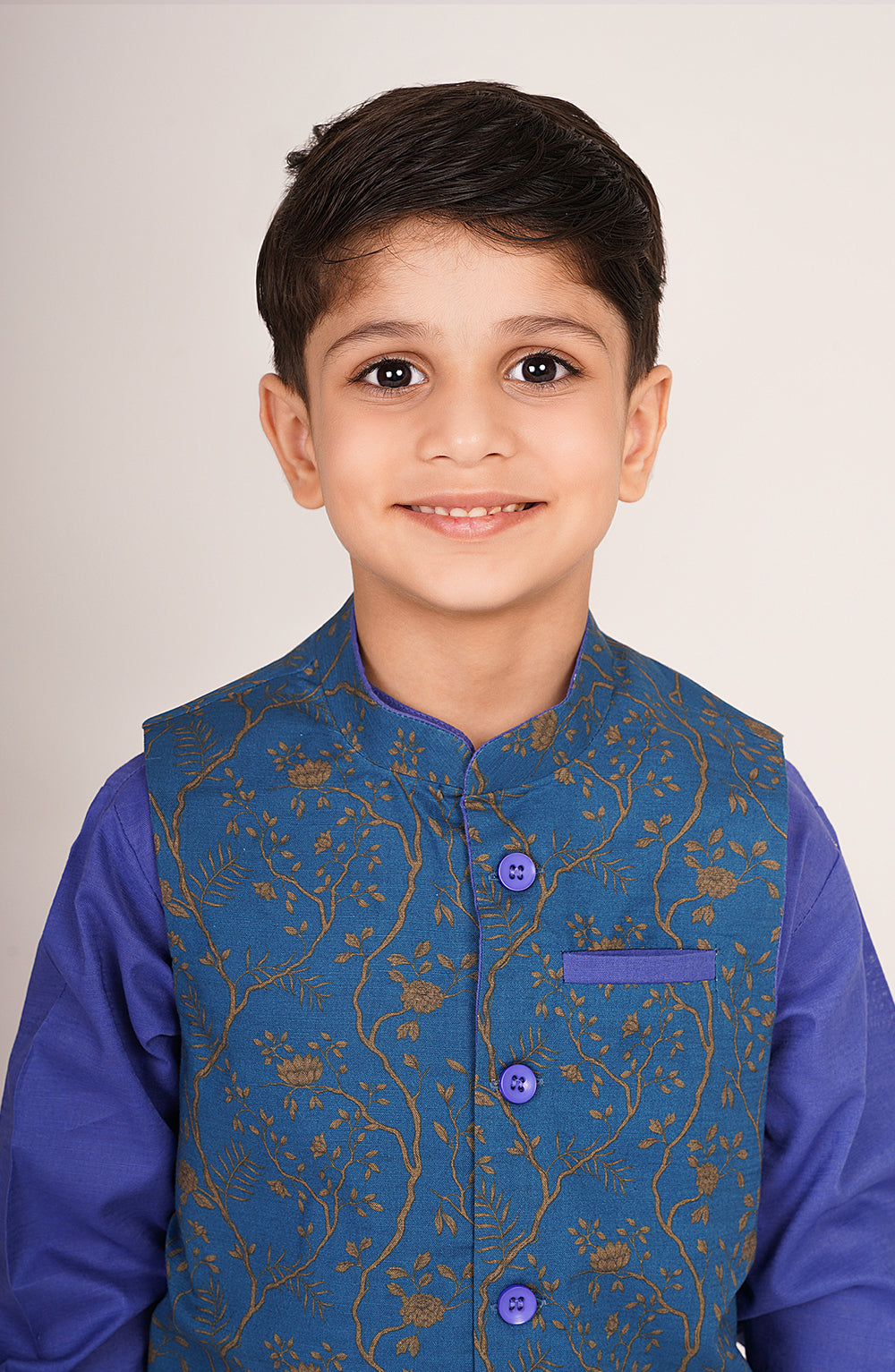 Boys Printed Waistcoat 3 Piece Suit