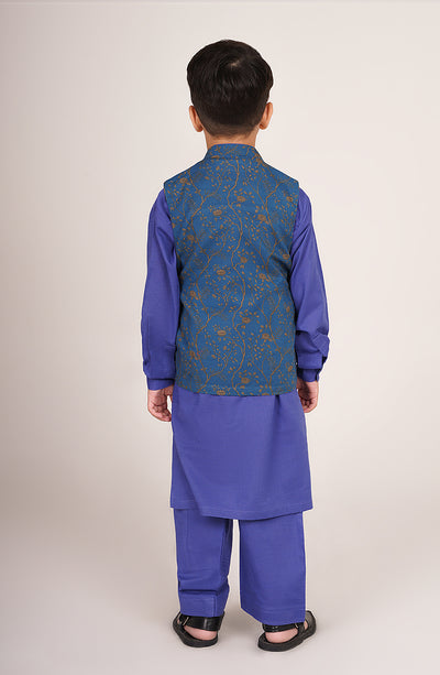Boys Printed Waistcoat 3 Piece Suit