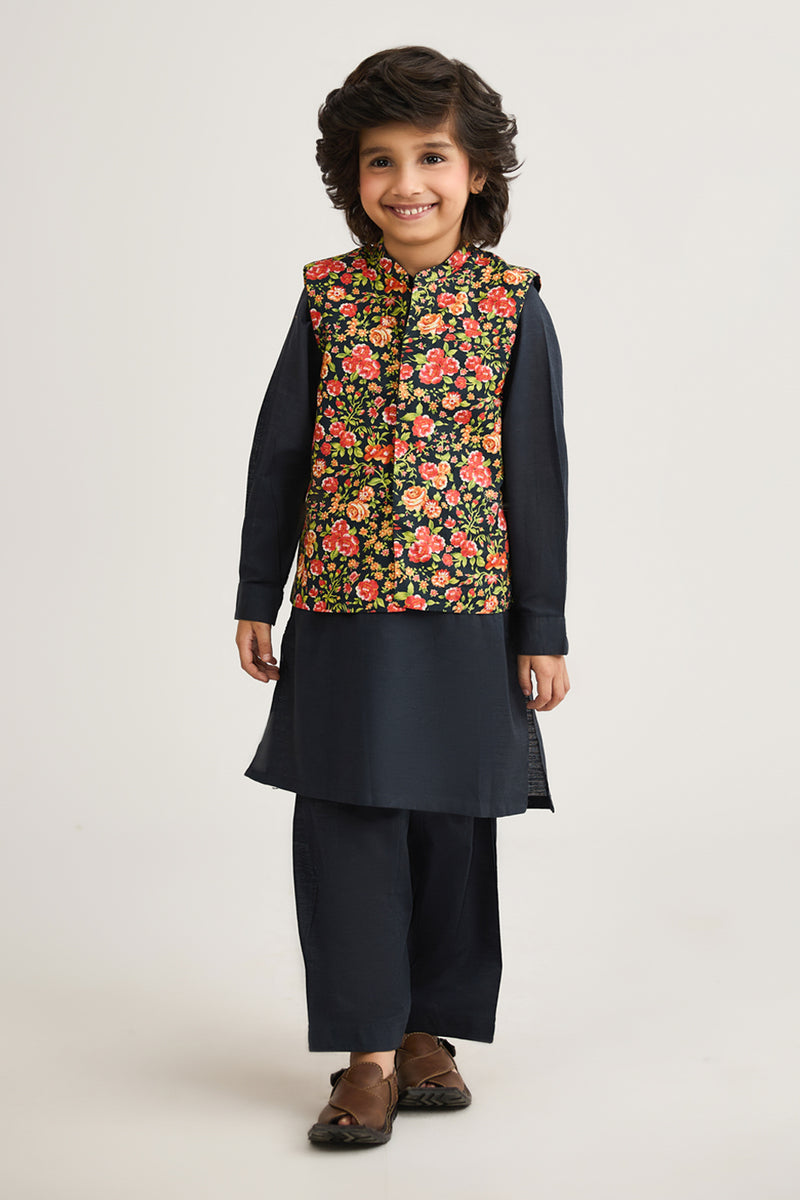 Printed Waistcoat 3 Piece Suit - SIS811225