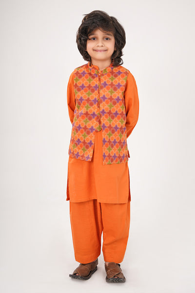 Printed Waistcoat 3 Piece Suit - SIS812225