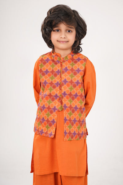 Printed Waistcoat 3 Piece Suit - SIS812225