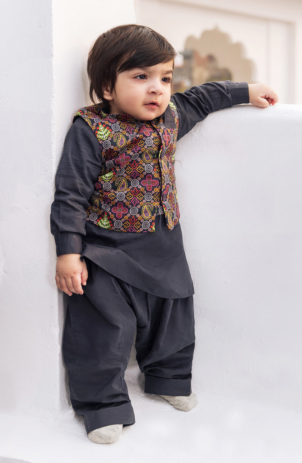 Printed Waistcoat 3 Piece Suit - SIS813225