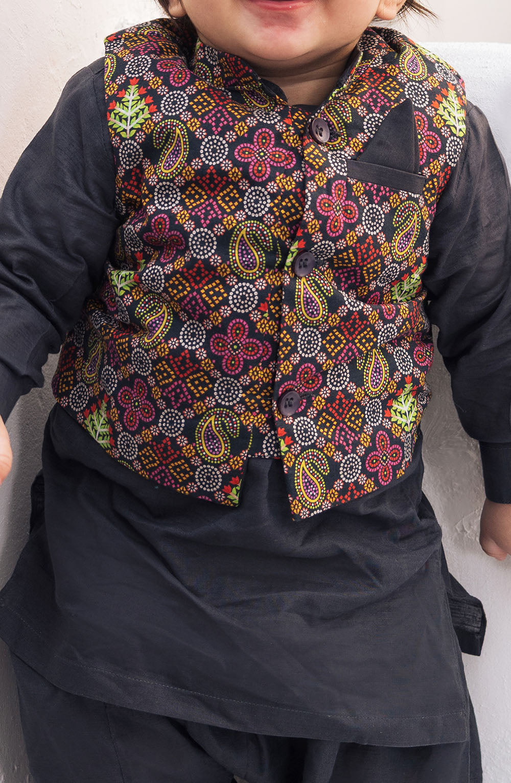 Printed Waistcoat 3 Piece Suit - SIS813225