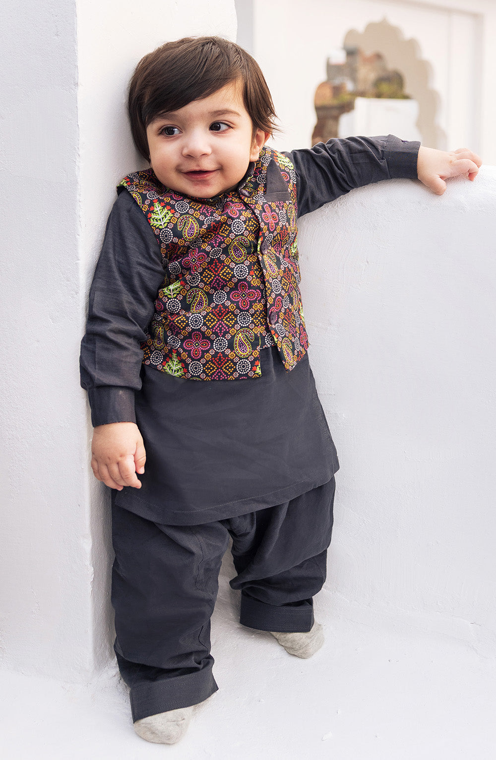 Printed Waistcoat 3 Piece Suit - SIS813225